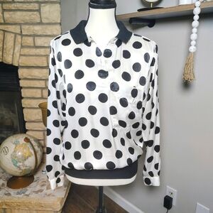 Liz Claiborne Black and White Polka Dot Vintage Dress Shirt